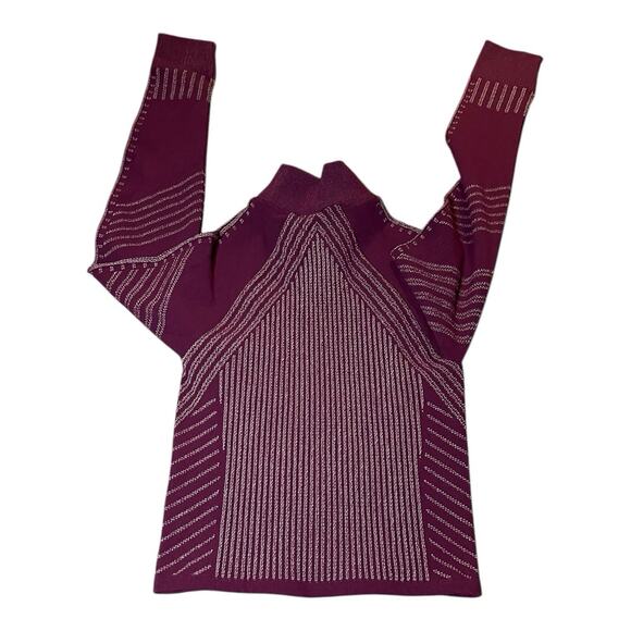Fabletics Deco SculptKnit Size M Compression Ribbed Back‎ Long Sleeve Top Purple - Picture 2 of 5